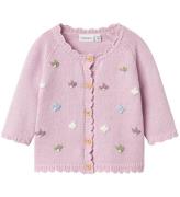 Name It Cardigan - Strik - NbfBilili - Winsome Orchid m. Blomste