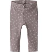 Name It Leggings - Rib - NdfHoise - Purple Dove m. Blomster
