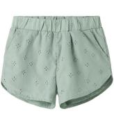 Name it Shorts - NkfVioleta - Aqua Gray m. Broderi Anglaise