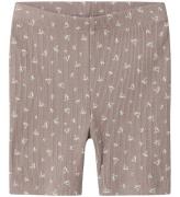 Name It Cykelshorts - Rib - NmfHoise - Purple Dove m. Blomster