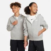 Nike Hættetrøje NSW Club Fleece Full Zip - Grå/Hvid Børn